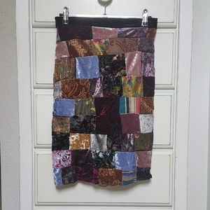 Luxmuse patchwork velvet skirt small